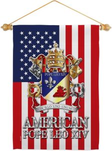 American Wall Scroll Canvas Set Flag Memorabilia Decor Religiou Sign Picture Print Habemus Papam Decorations American Papal Poster Vatican Tapestry Catholic Gifts Made in USA - Leo Canvas for men
