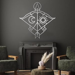 Metal Sun and Moon Wall Decor, Sagittarius Sign Art, Zodiac Home Sculpture, Astrology, Boho Room, Decoration for Living - Sagittarius Home Decor for men