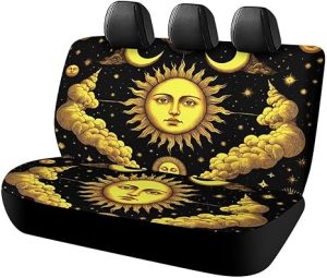 Soft Universal Fit Auto Dirt Proof Pet Car Seat Cover, Bench Seat Cushion Covers, Sun Crescent Moon Stars Astrology Tarot Cards Fashion Car Back Seat Cover - Aquarius Car Seat Cover for men