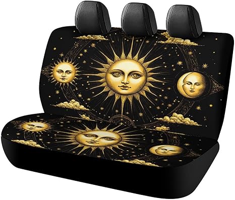 Soft Universal Fit Auto Dirt Proof Pet Car Seat Cover, Bench Seat Cushion Covers, Sun Crescent Moon Stars Astrology Tarot Cards Fashion Car Back Seat Cover - Aquarius Car Seat Cover for men