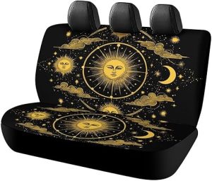 Car Rear Bench Seat Covers, Sun Crescent Moon Stars Astrology Tarot Cards Dirt Proof Dog Car Seat Cover, Fashion Car Interior Decor Universal Fit Trucks SUV - Aquarius Car Seat Cover for men