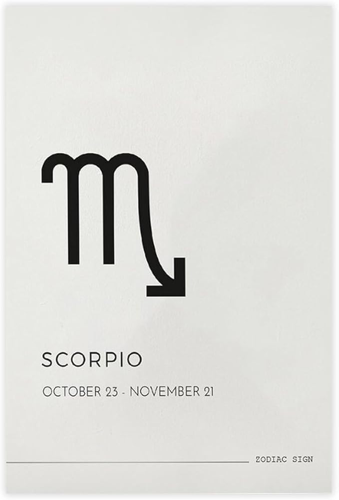 UVCHTRZSAK Scorpio Star Sign Wall Art Print Zodiac Astrology Horoscope Poster October November Canvas Poster Bedroom Office Room Decor Gift 12x18inch(30x45cm) - Scorpio Canvas for men
