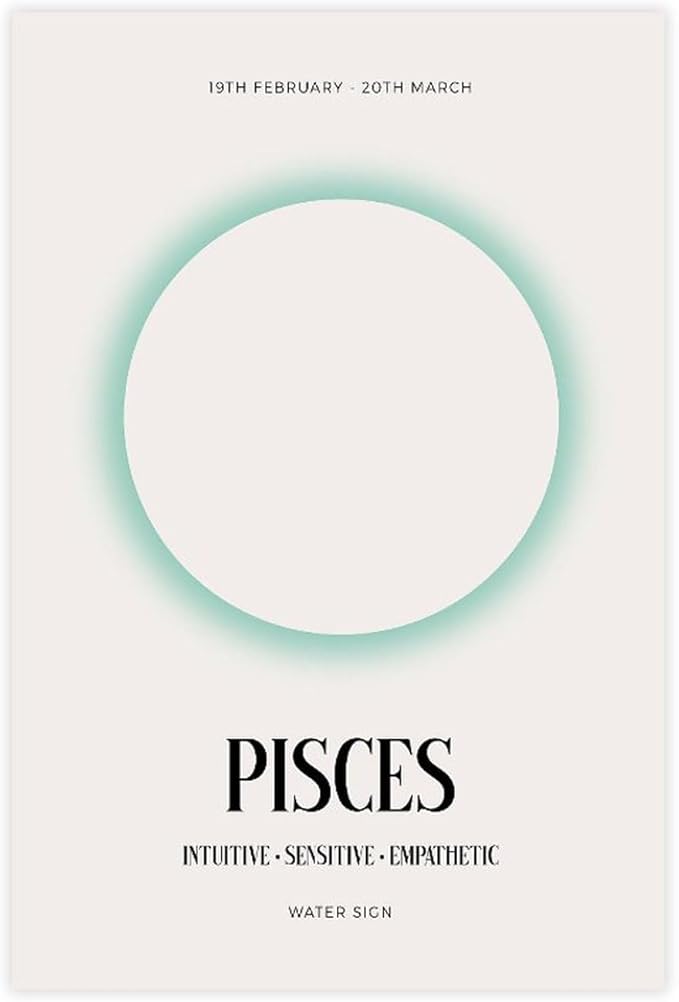 UVCHTRZSAK Pisces Print Wall Art Zodiac Astrology Horoscope Star Sign Poster February March Canvas Poster Wall Art Decor Print Picture Paintings for Living Room Bedroom Decoration 16x24inch(40x60cm) - Pisces Canvas for men