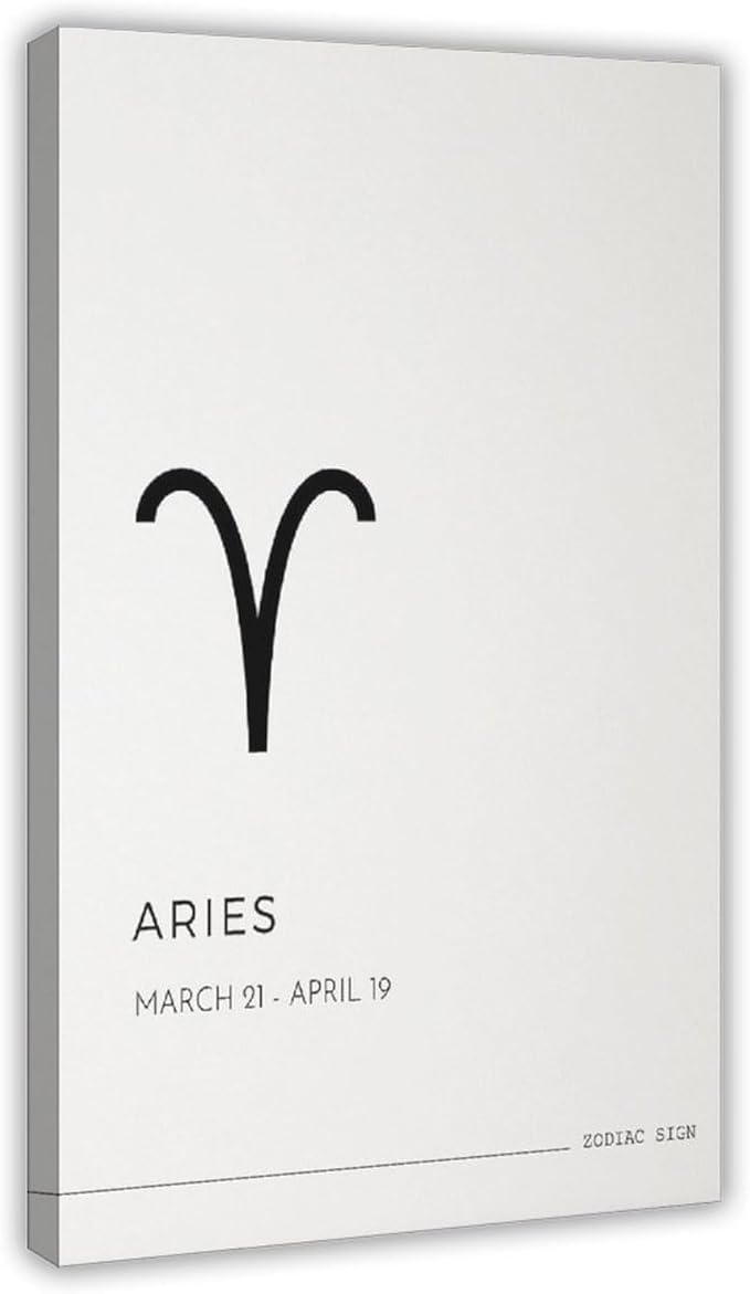 UVCHTRZSAK Aries Star Sign Wall Art Print Zodiac Astrology Horoscope Poster March April Canvas Poster Bedroom Office Room Decor Gift 20x30inch(50x75cm) - Aries Canvas for men
