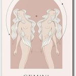 EHDKPWAX Canvas Wall Art Prints Gemini Zodiac Boho Neutral Astrology Sign Dorm Cream Beige Modern Home Bedroom Decor16x24inch - Gemini Canvas for men