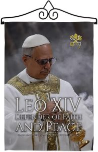 Defender of Faith Pope Leo XIV Canvas Set Flag Hanger Memorial Wall Decor Religiou Sign Picture Print Habemus Papam Decorations American Papal Poster Vatican Tapestry Catholic Gifts Made in USA - Leo Canvas for men