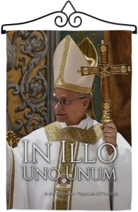 in Illo Uno Unum Pope Leo XIV Canvas Set Flag Hanger Memorial Wall Decor Religiou Sign Picture Print Habemus Papam Decorations American Papal Poster Vatican Tapestry Catholic Gifts Made in USA - Leo Canvas for men