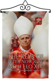 Keys of Peter Pope Leo XIV Canvas Set Flag Hanger Memorial Wall Decor Religiou Sign Picture Print Habemus Papam Decorations American Papal Poster Vatican Tapestry Catholic Gifts Made in USA - Leo Canvas for men
