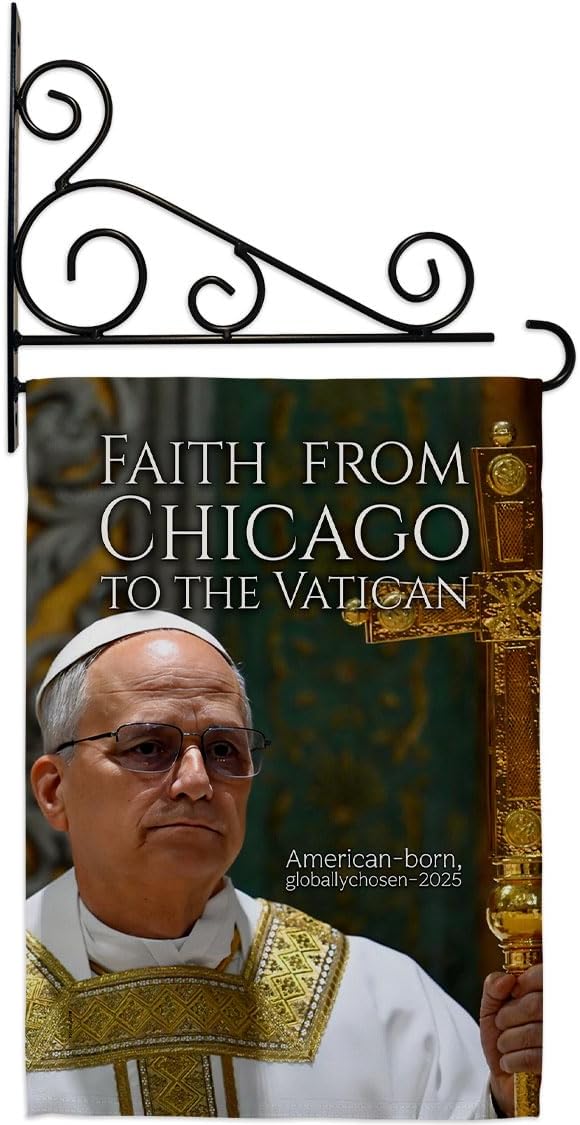 Faith from Chicago Pope Leo XIV Wall Decor Set Canvas Flag Holder Religiou Yard Sign Picture Print Habemus Papam Decorations American Papal Poster Vatican Tapestry Catholic Gifts Made in USA - Leo Canvas for men