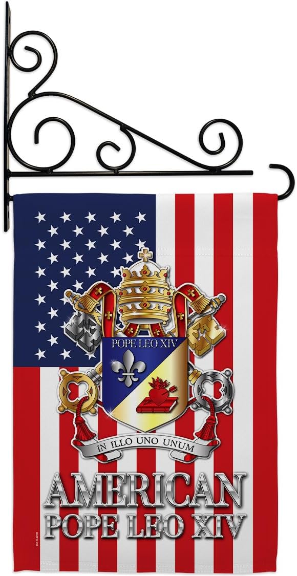 American Pope Leo XIV Wall Decor Set Canvas Flag Holder Memorabilia Religiou Yard Sign Picture Print Habemus Papam Decorations American Papal Poster Vatican Tapestry Catholic Gifts Made in USA - Leo Canvas for men