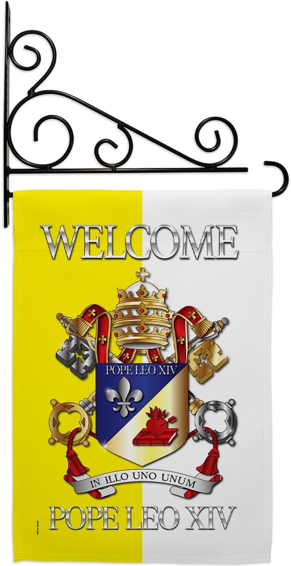 Welcome Pope Leo Wall Decor Set Canvas Flag Holder Memorabilia Religiou Yard Sign Picture Print Habemus Papam Decorations American Papal Poster Vatican Tapestry Catholic Gifts Made in USA - Leo Canvas for men
