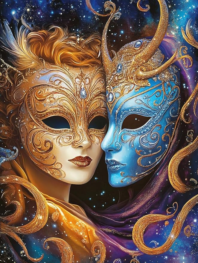 5D Zodiac Sign of Gemini with Masks Diamond Art 12x16 Inch Full Drill Diamond Painting Kits for Adults & Beginners - DIY Art Crafts for Relaxation and Home Wall Decor 17 - Gemini Canvas for men