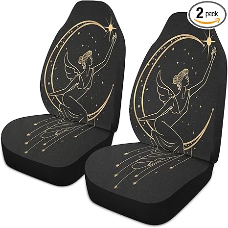 Gold Woman Moon Stars Car Seat Covers Universal Auto Front Seats Protector Fits for SUV Sedan Truck - Aries Car Seat Cover for men
