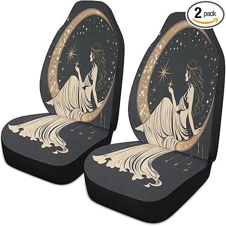 Moon Star Woman Witch Car Seat Covers Universal Auto Front Seats Protector Fits for SUV Sedan Truck - Aries Car Seat Cover for men