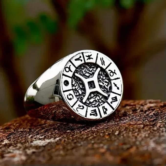Stainless Steel Twelve Constellations Horoscope 12 Zodiac Sign Rings Size 7-13-13-silver Aries - Aries Ring for men