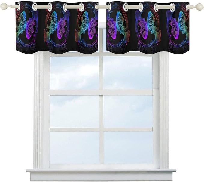 Curtain Set of 2, Lightweight Constellation Zodiac Sign Pisces Symmetrical Window Drapes for Home Decor, Wrinkle-Free Window Curtains with Grommets - Pisces Home Decor for men