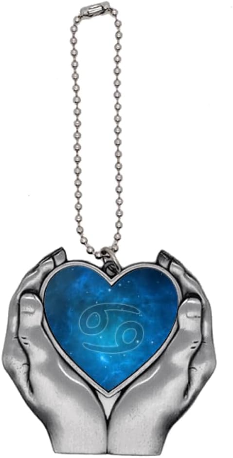 Starry Night Cancer Zodiac Constellation Car Keychain Heart Pendant Ornament Charm - Cancer Car Accessories for men
