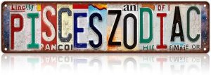 Vintage Pisces Street Sign Zodiac Wall Decor Metal Tin Signs for Bar Home Bedroom Garage - Pisces for men