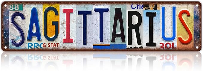 Vintage Sagittarius Street Sign Zodiac Wall Decor Metal Tin Signs for Bar Home Bedroom Garage - Sagittarius Home Decor for men