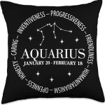 Aquarius Zodiac Astrology Horoscope birthday Throw Pillow - Aquarius Pillow for men