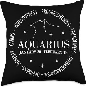 Aquarius Zodiac Astrology Horoscope birthday Throw Pillow - Aquarius Pillow for men