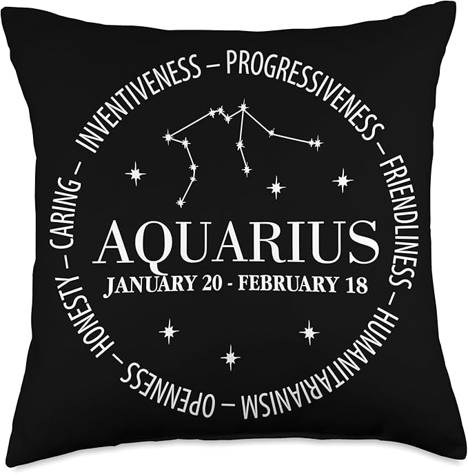 Aquarius Zodiac Astrology Horoscope birthday Throw Pillow - Aquarius Pillow for men