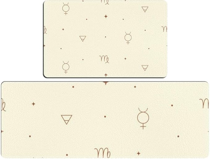 Virgo Zodiac Astrology Signs Kitchen Rugs Sets of 2 Non Slip Washable Kitchen Mats for Floor 2 Piece Kitchen Sink Rug Runner Long Bathroom Rug Sets 2 Piece - Virgo Car Floor Mat for men