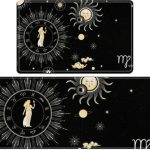 Zodiac Virgo Zodiac Sign Horizontal Banner Zodiac Circle Kitchen Rugs Sets of 2 Non Slip Washable Kitchen Mats for Floor 2 Piece Kitchen Sink Rug Runner Long Bathroom Rug Sets 2 Piece - Virgo Car Floor Mat for men