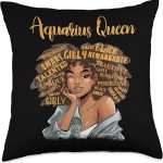 Aquarius Queen Zodiac Star Sign Astrology Throw Pillow - Aquarius Pillow for men