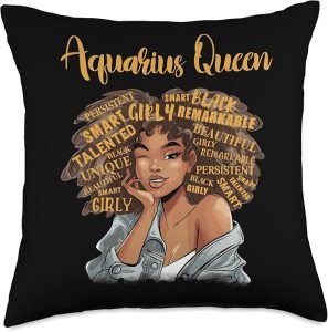 Aquarius Queen Zodiac Star Sign Astrology Throw Pillow - Aquarius Pillow for men