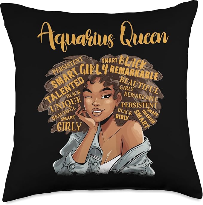 Aquarius Queen Zodiac Star Sign Astrology Throw Pillow - Aquarius Pillow for men
