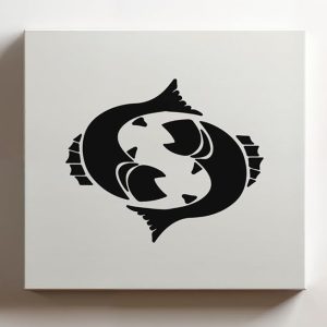 (Black, 10x10x1.25 In) Gallery Wrapped Canvas Wall Art Print of Pisces Zodiac Stencil - 100% Cotton, Ready to Hang, High-Definition Giclée Printing, Fade-Resistant, Modern Home & | USCUNCA0a50513BL - Pisces Canvas for men