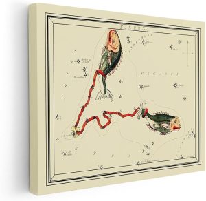 Monem Art Astrology Canvas - Pisces Zodiac Print - Constellation Art - Housewarming Gift for Men & Women - Wall Decor for Living Room or Office - Available in 8x10" to 30x40" - Pisces Canvas for men