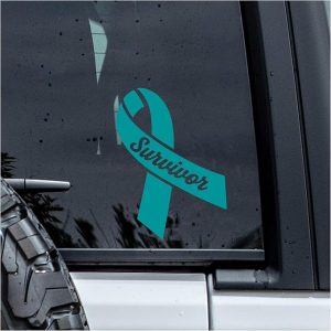 Survivor Cancer Ribbon Decal, Awareness Car Window Decals, 6 Inches UV DTF Tranfer Car Stickers, Weatherproof Car Truck Window Bumper Sticker, Health Car Stickers and Decals for Cancer Patient - Cancer Car Accessories for men