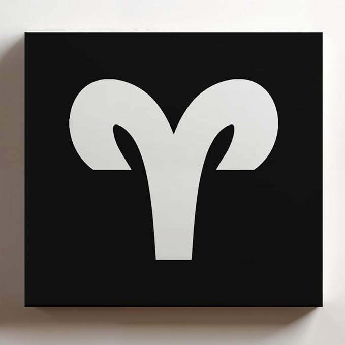 (White, 16x16x1.25 In) Gallery Wrapped Canvas Wall Art Print of Odiac Signs Aries Icon Symbol - 100% Cotton, Ready to Hang, High-Definition Giclée Printing, Fade-Resistant, Modern | USCUNCA0177815WH - Aries Canvas for men