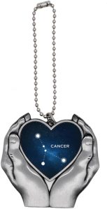 Cancer Constellation Zodiac Sign Car Keychain Heart Pendant Ornament Charm - Cancer Car Accessories for men