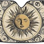 Starry Sky Chart Moon Sun Astrology Windshield Sunshade Car Sun Shade Front Window Shade for Truck SUV Blocks UV Rays Sun Reflector Visor Protector Accordion Folding - Aries Car Ornament for men