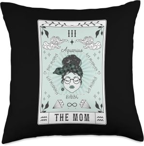Tarot Card The Mom Aquarius Zodiac Birthday Celestial Throw Pillow - Aquarius Pillow for men