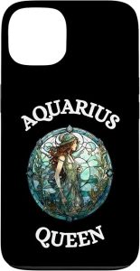 Aquarius Queen Stained Glass Zodiac Symbol Womens Top Case for iPhone 13 - Aquarius Phone Case for men