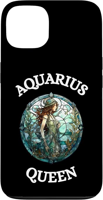 Aquarius Queen Stained Glass Zodiac Symbol Womens Top Case for iPhone 13 - Aquarius Phone Case for men
