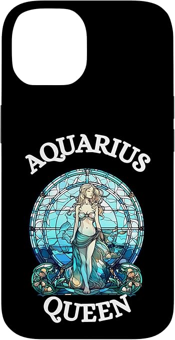 Aquarius Queen Stained Glass Zodiac Symbol Womens Top Case for iPhone 14 - Aquarius Phone Case for men