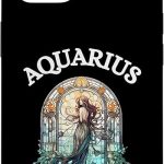 Aquarius Queen Stained Glass Zodiac Symbol Womens Top Case for iPhone 14 - Aquarius Phone Case for men