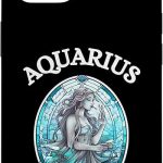 Aquarius Queen Stained Glass Zodiac Symbol Womens Top Case for iPhone 14 - Aquarius Phone Case for men