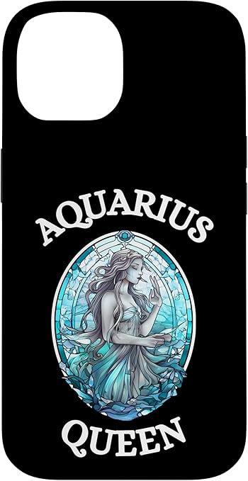Aquarius Queen Stained Glass Zodiac Symbol Womens Top Case for iPhone 14 - Aquarius Phone Case for men