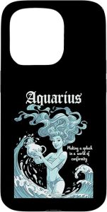 Astronological Sign Horoscope Zodiac Sign Aquarius Case for iPhone 15 Pro - Aquarius Phone Case for men