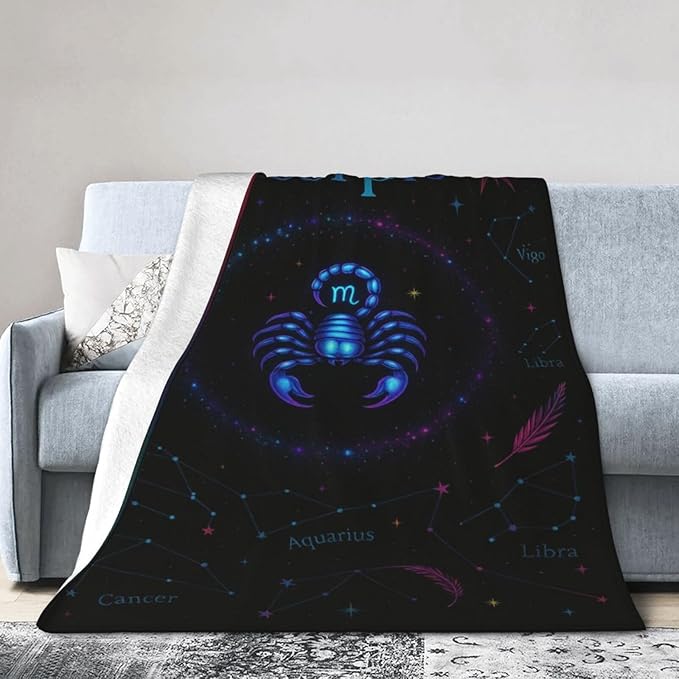 Scorpio Throw Blanket Flannel Constellations Blanket Warm & Soft 12 Horoscope Astrology Throw Blankets Constellation Theme Home 60"X50" - Aries Blanket for men