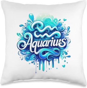 Aquarius Zodiac Symbol Horoscope Astrology Birthday Throw Pillow - Aquarius Pillow for men