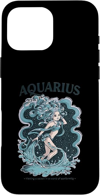 Astronological Sign Horoscope Zodiac Sign Aquarius Case for iPhone 16 Pro Max - Aquarius Phone Case for men
