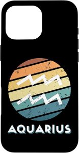 Aquarius Symbol Zodiac Sign Astrological Birthday Horoscope Case for iPhone 16 Pro Max - Aquarius Phone Case for men