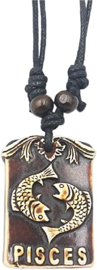 Zodiac Sign Necklace for Women Resin Vintage Constellation Tarot Card Pendant Double Sided Waterproof NonTarnish Friendship Jewelry Gift - Pisces for men